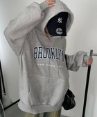 【ウィゴー/WEGO】の【裏起毛】BROOKLYNロゴビッグパーカー グレー|ID:prp329100004280061