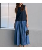 【アイシービー/iCB】の【接触冷感・UVカット・洗える】アトラストリコット コンビドレス ネイビー×ラピスラズリ系|ID: prp329100004280171 ipo3291000000032550817
