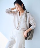 【23区/NIJYUSANKU】の【Oggi8月号掲載/洗える】LIBECO ベーシック シャツ ベージュ×ホワイトストライプ|ID: prp329100004280251 ipo3291000000031988654