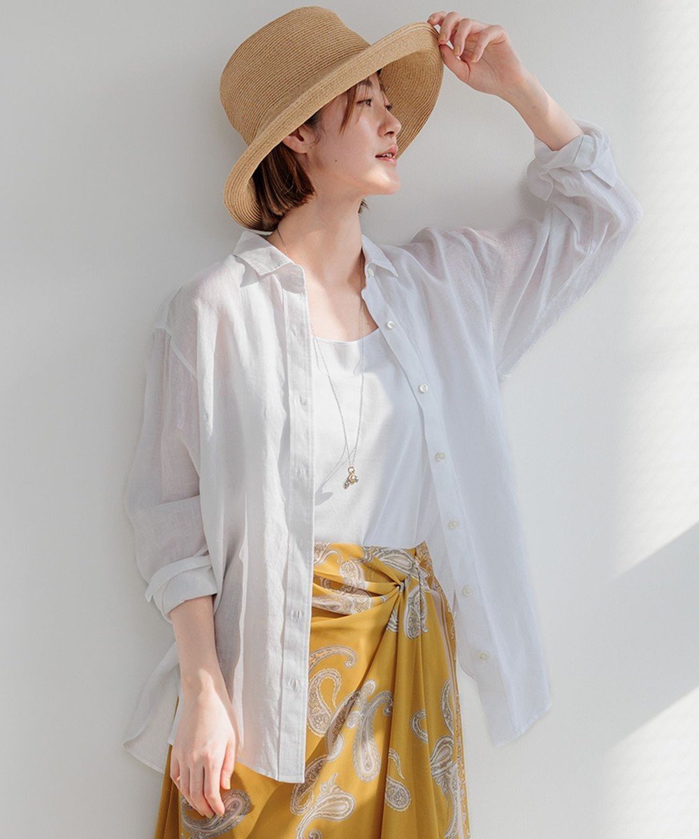 【23区/NIJYUSANKU】の【Oggi8月号掲載/洗える】LIBECO ベーシック シャツ インテリア・キッズ・メンズ・レディースファッション・服の通販 founy(ファニー) 　雑誌掲載アイテム　Magazine Items　ファッション雑誌　Fashion Magazines　オッジ　Oggi　ファッション　Fashion　レディースファッション　WOMEN　トップス・カットソー　Tops/Tshirt　シャツ/ブラウス　Shirts/Blouses　オレンジ　Orange　春　Spring　洗える　Washable　シンプル　Simple　ストライプ　Stripe　雑誌　Magazine　8月号　August Issue　フレア　Flare　ベーシック　Basic　無地　Plain Color　リネン　Linen　ロング　Long　S/S・春夏　Ss・Spring/Summer　再入荷　Restock/Back In Stock/Re Arrival　夏　Summer　2024年　2024　2024春夏・S/S　Ss,Spring/Summer,2024　ホワイト|ID: prp329100004280251 ipo3291000000031988656