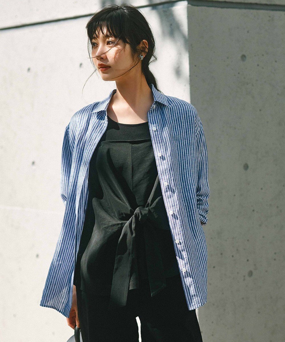 【23区/NIJYUSANKU】の【Oggi8月号掲載/洗える】LIBECO ベーシック シャツ インテリア・キッズ・メンズ・レディースファッション・服の通販 founy(ファニー) 　雑誌掲載アイテム　Magazine Picks & Fashion Features　ファッション雑誌　Fashion Magazines　オッジ　Oggi　ファッション　Fashion　レディースファッション　Fashion for Women　トップス・カットソー　Cut & Sew Tops　シャツ・ブラウス・オフィスカジュアル　Elegant Blouses & Button-Ups　オレンジ　Orange　春　Spring　洗える　Machine Washable　シンプル　Simple, Minimal　ストライプ　Stripe, Striped Pattern　雑誌　Magazine, Fashion Magazine　8月号　August Issue, Aug. Edition　フレア　Flare, Flared　ベーシック　Basic, Essential　無地　Plain, Solid Color　リネン　Linen, Linen Fabric　ロング　Long, Long-Length　S/S・春夏　SS, Spring/Summer, Warm Season　再入荷　Restock / Back in Stock　夏　Summer　2024年　2024　2024春夏・S/S　Spring/Summer 2024 SS24　ブルーストライプ|ID: prp329100004280251 ipo3291000000032636302