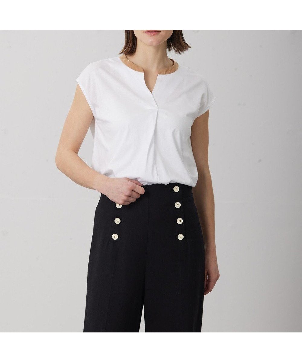 【ベイジ,/BEIGE,】の【WEB限定】AUBIN / バイカラートップス インテリア・キッズ・メンズ・レディースファッション・服の通販 founy(ファニー) 　ファッション　Fashion　レディースファッション　WOMEN　トップス・カットソー　Tops/Tshirt　シャツ/ブラウス　Shirts/Blouses　ロング / Tシャツ　T-Shirts　カットソー　Cut and Sewn　カットソー　Cut And Sew　夏　Summer　春　Spring　S/S・春夏　Ss・Spring/Summer　White × Camel|ID: prp329100004281721 ipo3291000000031863392