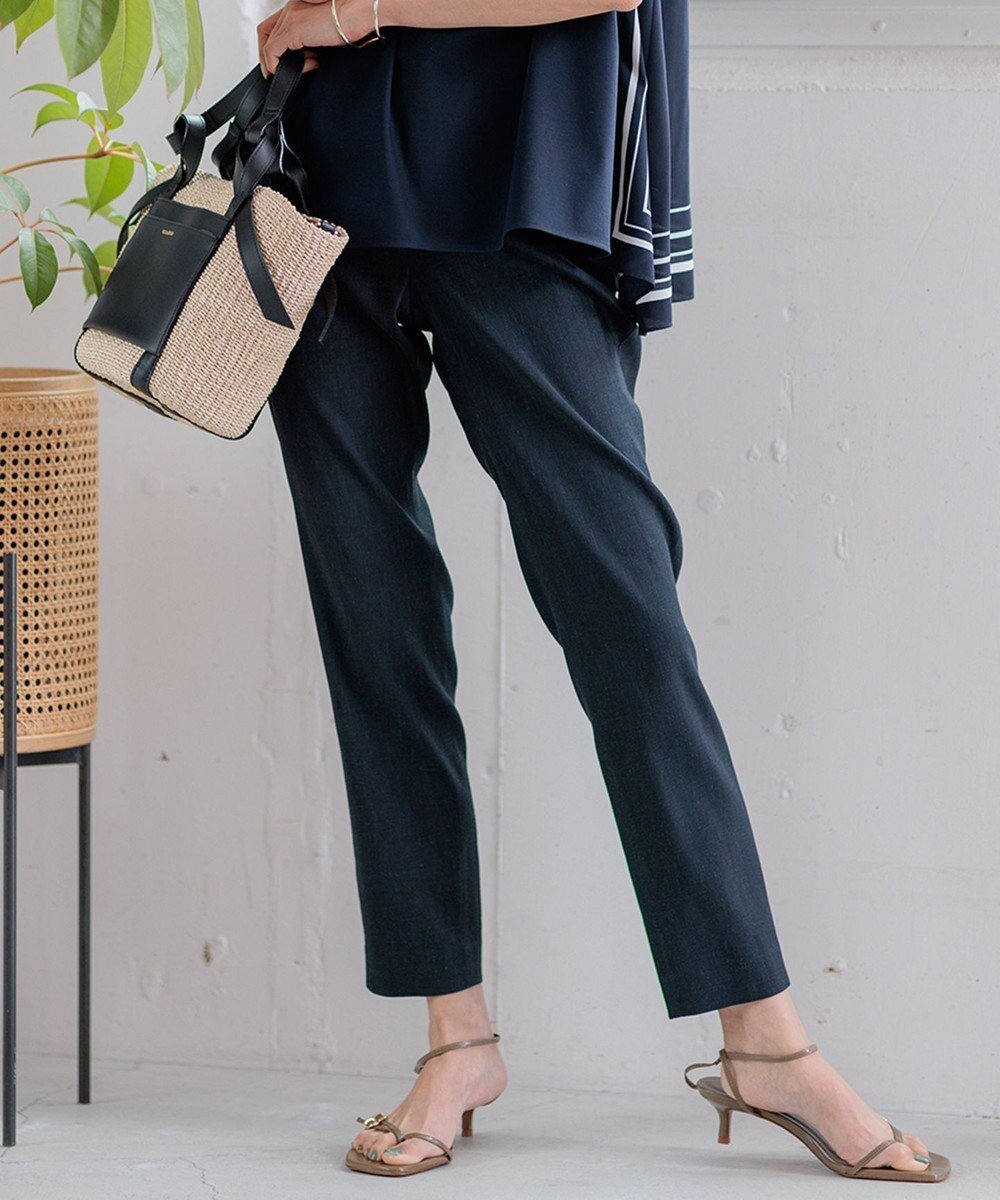 【23区/NIJYUSANKU】の【洗える】リネンレーヨンストレッチ テーパードパンツ インテリア・キッズ・メンズ・レディースファッション・服の通販 founy(ファニー) 　ファッション　Fashion　レディースファッション　Fashion for Women　パンツ　Pants & Trousers　イエロー　Yellow　オレンジ　Orange　春　Spring　洗える　Machine Washable　ジャケット　Jacket, Outerwear　ストレッチ　Stretch, Stretchy Fabric　セットアップ　Set-Up, Coordinated Outfit　ブルゾン　Blouson, Bomber Jacket　ベーシック　Basic, Essential　リネン　Linen, Linen Fabric　ループ　Loop, Loop Knit　S/S・春夏　SS, Spring/Summer, Warm Season　夏　Summer　2024年　2024　2024春夏・S/S　Spring/Summer 2024 SS24　ネイビー系|ID: prp329100004281867 ipo3291000000033571832