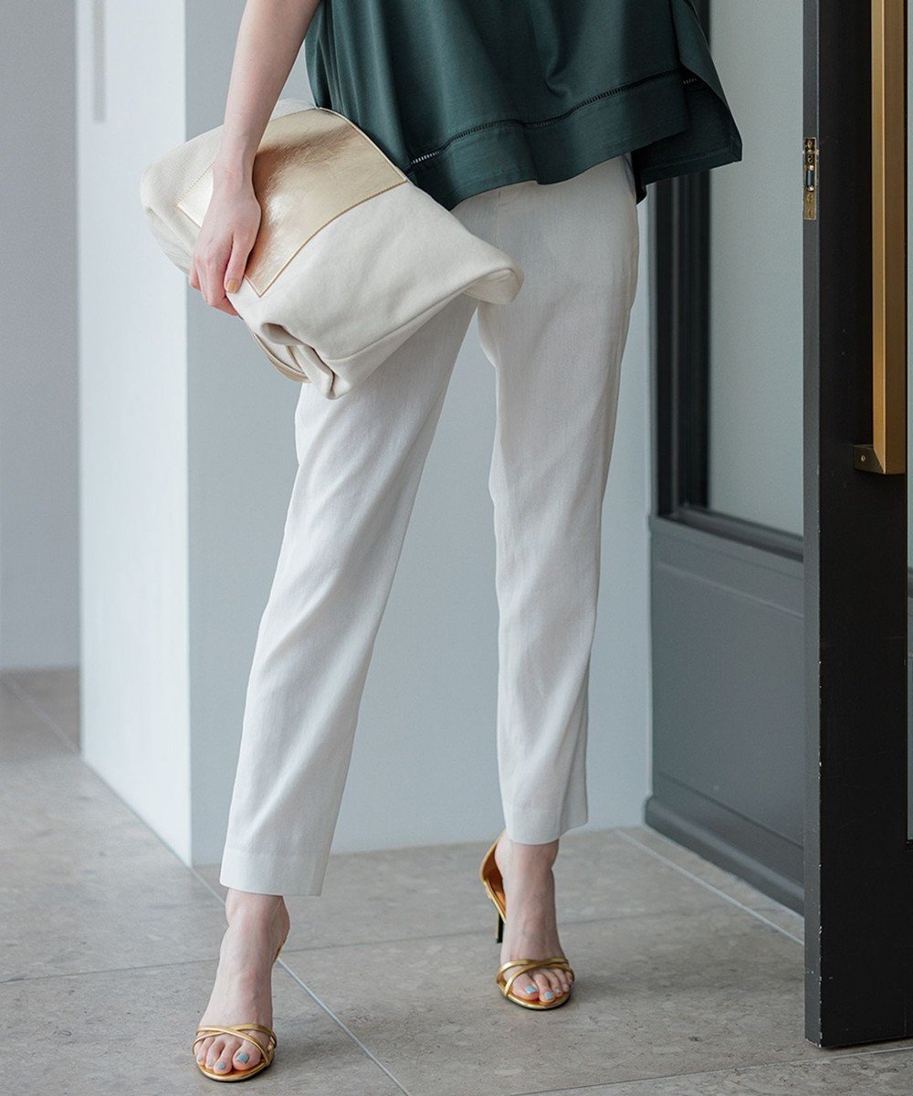 【23区/NIJYUSANKU】の【洗える】リネンレーヨンストレッチ テーパードパンツ インテリア・キッズ・メンズ・レディースファッション・服の通販 founy(ファニー) 　ファッション　Fashion　レディースファッション　Fashion for Women　パンツ　Pants & Trousers　イエロー　Yellow　オレンジ　Orange　春　Spring　洗える　Machine Washable　ジャケット　Jacket, Outerwear　ストレッチ　Stretch, Stretchy Fabric　セットアップ　Set-Up, Coordinated Outfit　ブルゾン　Blouson, Bomber Jacket　ベーシック　Basic, Essential　リネン　Linen, Linen Fabric　ループ　Loop, Loop Knit　S/S・春夏　SS, Spring/Summer, Warm Season　夏　Summer　2024年　2024　2024春夏・S/S　Spring/Summer 2024 SS24　ホワイト系|ID: prp329100004281867 ipo3291000000033571833