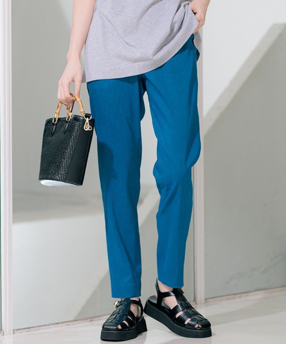 【23区/NIJYUSANKU】の【洗える】リネンレーヨンストレッチ テーパードパンツ インテリア・キッズ・メンズ・レディースファッション・服の通販 founy(ファニー) 　ファッション　Fashion　レディースファッション　Fashion for Women　パンツ　Pants & Trousers　イエロー　Yellow　オレンジ　Orange　春　Spring　洗える　Machine Washable　ジャケット　Jacket, Outerwear　ストレッチ　Stretch, Stretchy Fabric　セットアップ　Set-Up, Coordinated Outfit　ブルゾン　Blouson, Bomber Jacket　ベーシック　Basic, Essential　リネン　Linen, Linen Fabric　ループ　Loop, Loop Knit　S/S・春夏　SS, Spring/Summer, Warm Season　夏　Summer　2024年　2024　2024春夏・S/S　Spring/Summer 2024 SS24　[WEB限定]ブルー系|ID: prp329100004281867 ipo3291000000033571838