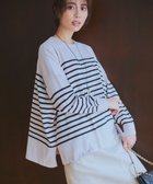 【23区/NIJYUSANKU】の【洗える】プレミアムビオコットン ビッグシルエット ニット ベージュxブラックボーダー|ID: prp329100004283045 ipo3291000000031965071