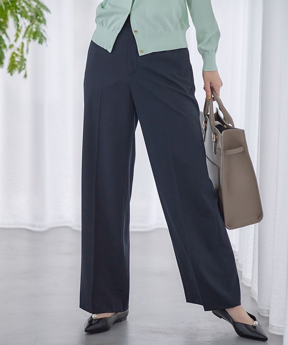 【23区/NIJYUSANKU】の【洗える】クリアストレッチ ワイドパンツ インテリア・キッズ・メンズ・レディースファッション・服の通販 founy(ファニー) 　ファッション　Fashion　レディースファッション　Fashion for Women　パンツ　Pants & Trousers　春　Spring　洗える　Machine Washable　ストレッチ　Stretch, Stretchy Fabric　ツイル　Twist, Twisted Detail　定番　Standard, Basic Item　バランス　Balance, Style Balance　ワイド　Wide, Wide Fit　S/S・春夏　SS, Spring/Summer, Warm Season　夏　Summer　2024年　2024　2024春夏・S/S　Spring/Summer 2024 SS24　ネイビー系|ID: prp329100004283557 ipo3291000000034274603