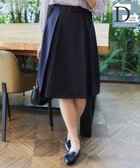 【ティアクラッセ/Tiaclasse】の【ダブルストレッチ・洗える】ベルト付きタックスカート ネイビー|ID: prp329100004283614 ipo3291000000034274649