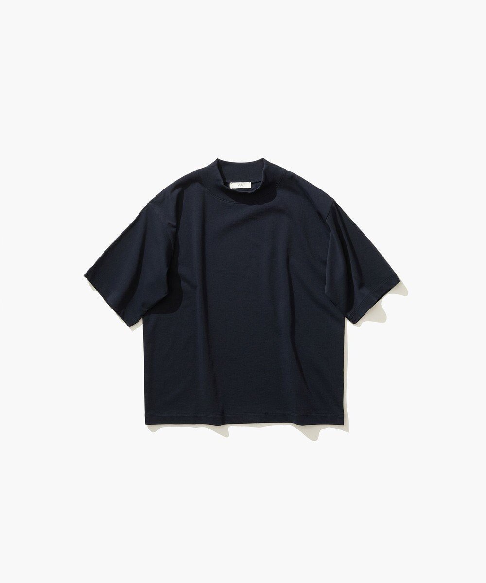 【エイトン/ATON】のDRY COTTON JERSEY モックネックTシャツ インテリア・キッズ・メンズ・レディースファッション・服の通販 founy(ファニー) 　ファッション　Fashion　レディースファッション　WOMEN　トップス・カットソー　Tops/Tshirt　シャツ/ブラウス　Shirts/Blouses　ロング / Tシャツ　T-Shirts　カットソー　Cut and Sewn　A/W・秋冬　Aw・Autumn/Winter・Fw・Fall-Winter　S/S・春夏　Ss・Spring/Summer　インナー　Inner　カットソー　Cut And Sew　ジャージ　Jersey　ノースリーブ　No Sleeve　モックネック　Mock Neck　レギュラー　Regular　吸水　Water Absorption　夏　Summer　定番　Standard　NAVY|ID: prp329100004283707 ipo3291000000029740774