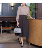 【ティアクラッセ/Tiaclasse】の【洗える】バックルベルト付き配色フレアワンピース グレージュ|ID: prp329100004284665 ipo3291000000031734194