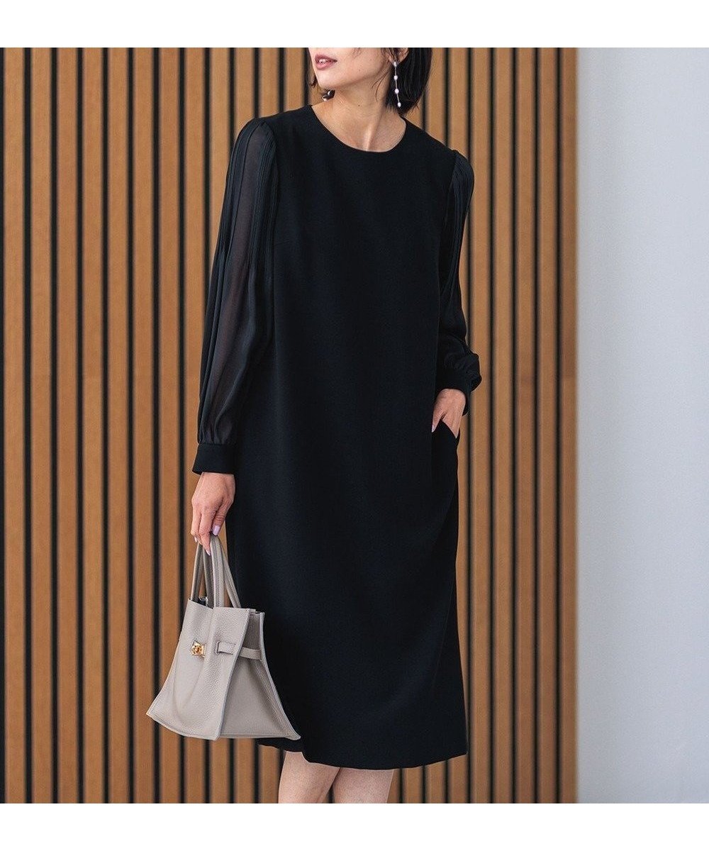 【23区/NIJYUSANKU】の【セットアップ対応】トリアセダブルジョーゼット シフォンスリーブ ワンピース インテリア・キッズ・メンズ・レディースファッション・服の通販 founy(ファニー) 　ファッション　Fashion　レディースファッション　Ladies' Fashion Online　ワンピース　Dress　アクセサリー　Accessories　アンサンブル　Ensemble　洗える　Washable　シフォン　Chiffon　ジャケット　Jacket　ジョーゼット　Georgette　ストレッチ　Stretch　スリーブ　Sleeve　セットアップ　Set Up　テーパード　Tapered　定番　Standard　パール　Pearl　フォーマル　Formal　ブローチ　Brooch　プリーツ　Pleats　ペプラム　Peplum　レース　Race　A/W・秋冬　Aw・Autumn/Winter・Fw・Fall-Winter　S/S・春夏　Ss・Spring/Summer　夏　Summer　2023春夏・S/S　Ss,Spring/Summer,2023　2023年　2023　セレモニー　Ceremony　ビジネス 仕事 通勤　Business　ブラック系|ID: prp329100004285864 ipo3291000000032662800