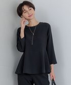 【23区/NIJYUSANKU】の【洗える】トリアセダブルジョーゼット ペプラム ブラウス ブラック系|ID:prp329100004285865