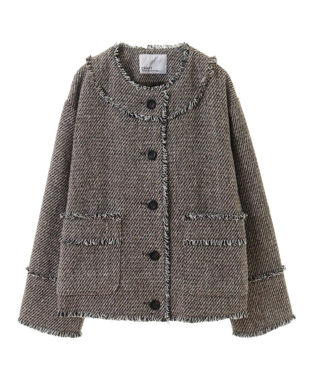 【クラフトスタンダードブティック/CRAFT STANDARD BOUTIQUE】のツイードフリンジジャケット インテリア・キッズ・メンズ・レディースファッション・服の通販 founy(ファニー) 　ファッション　Fashion　レディースファッション　WOMEN　アウター　Coat Outerwear　ジャケット　Jackets　ノーカラージャケット　No Collar Leather Jackets　ジャケット　Jacket　ストーン　Stone　セットアップ　Set Up　ダブル　Double　ツイード　Tweed　フォルム　Form　フリンジ　Fringe　ポケット　Pocket　A/W・秋冬　Aw・Autumn/Winter・Fw・Fall-Winter　おすすめ　Recommend　2024年　2024　2024-2025秋冬・A/W　Aw/Autumn/Winter/Fw/Fall/2024-2025　Mocha|ID: prp329100004286220 ipo3291000000029753510