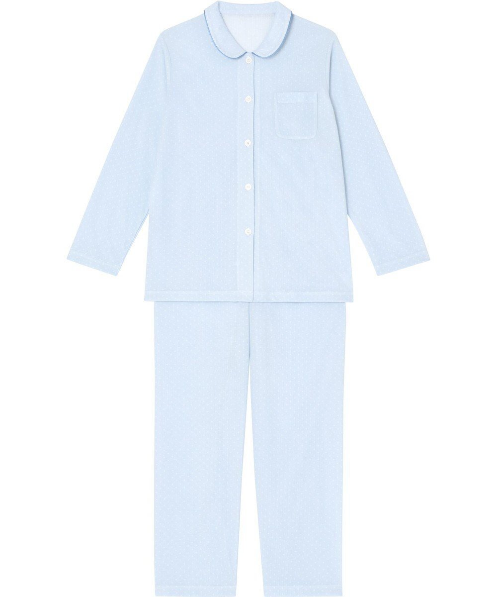 【ウィング/Wing】のパジャマ 長袖 長ズボン さらさらとした肌ざわり 接結天竺素材(肌側) すっきりとしたシルエット シャツタイプ レディース EP5064 ウイング/ワコール インテリア・キッズ・メンズ・レディースファッション・服の通販 founy(ファニー) ファッション Fashion レディースファッション Fashion for Women トップス・カットソー Cut & Sew Tops シャツ・ブラウス・オフィスカジュアル Elegant Blouses & Button-Ups シンプル Simple, Minimal センター Center, Center Line ドット Polka Dot, Dot Pattern 長袖 Long Sleeve, Full Sleeve パジャマ Pajamas, Sleepwear ブルー|ID: prp329100004289619 ipo3291000000033465388