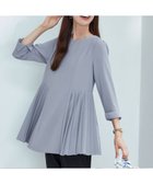 【ティアクラッセ/Tiaclasse】の【洗える】 サイドプリーツ長袖チュニックブラウス サックスグレー|ID: prp329100004289968 ipo3291000000030880858