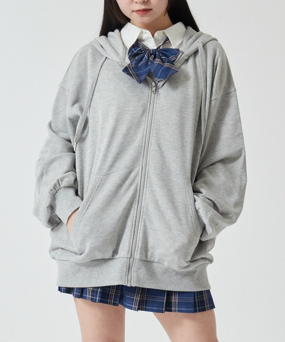 【ウィゴー/WEGO】の【SCHOOLITEM】ルーズフィットジップパーカー インテリア・キッズ・メンズ・レディースファッション・服の通販 founy(ファニー) 　ファッション　Fashion　レディースファッション　WOMEN　トップス・カットソー　Tops/Tshirt　パーカ　Sweats　おすすめ　Recommend　インナー　Inner　シンプル　Simple　スマホ　Smartphone　セレモニー　Ceremony　トレンド　Trend　パーカー　Hoodie　入学式　Entrance Ceremony　冬　Winter　卒業式　Graduation Ceremony　夏　Summer　春　Spring　S/S・春夏　Ss・Spring/Summer　無地　Plain Color　羽織　Haori　杢グレー|ID: prp329100004290201 ipo3291000000031851189