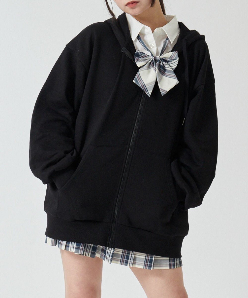 【ウィゴー/WEGO】の【SCHOOLITEM】ルーズフィットジップパーカー インテリア・キッズ・メンズ・レディースファッション・服の通販 founy(ファニー) 　ファッション　Fashion　レディースファッション　WOMEN　トップス・カットソー　Tops/Tshirt　パーカ　Sweats　おすすめ　Recommend　インナー　Inner　シンプル　Simple　スマホ　Smartphone　セレモニー　Ceremony　トレンド　Trend　パーカー　Hoodie　入学式　Entrance Ceremony　冬　Winter　卒業式　Graduation Ceremony　夏　Summer　春　Spring　S/S・春夏　Ss・Spring/Summer　無地　Plain Color　羽織　Haori　ブラック|ID: prp329100004290201 ipo3291000000031851190