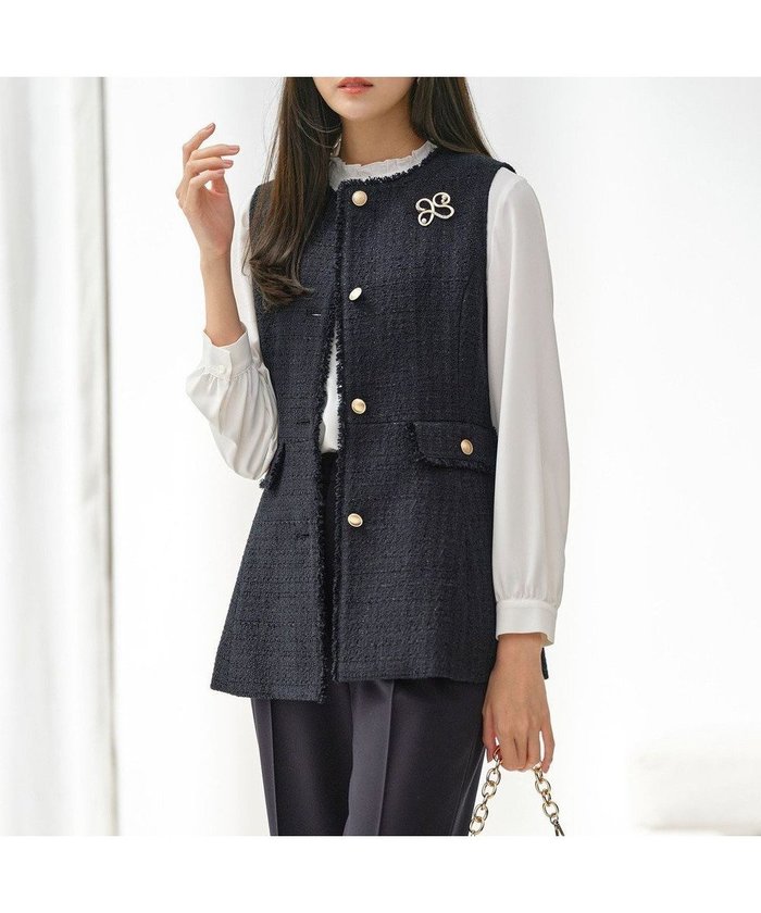 【エニィ スィス/any SiS】のファンシーツイードペプラム ジレ インテリア・キッズ・メンズ・レディースファッション・服の通販 founy(ファニー) https://founy.com/ ファッション Fashion レディースファッション Fashion for Women アウター Coat / Outerwear Collection レディースジャケット・軽アウター Jackets インナー Innerwear オケージョン Occasion Wear シンプル Simple, Minimal ジャケット Jacket, Outerwear ツイード Twill, Twill Weave デニム Denim, Jeans Material バランス Balance, Style Balance ペプラム Peplum, Flared Hem ボトム Bottoms, Lower Wear リブニット Rib Knit, Ribbed Knit リュクス Luxury, Elegant, High-End, Chic ロング Long, Long-Length A/W・秋冬 Autumn/Winter おすすめ Recommended / Our Picks エレガント 上品 Elegant 新作・新入荷 New Arrivals / New In |ID: prp329100004290326 ipo3291000000033678536