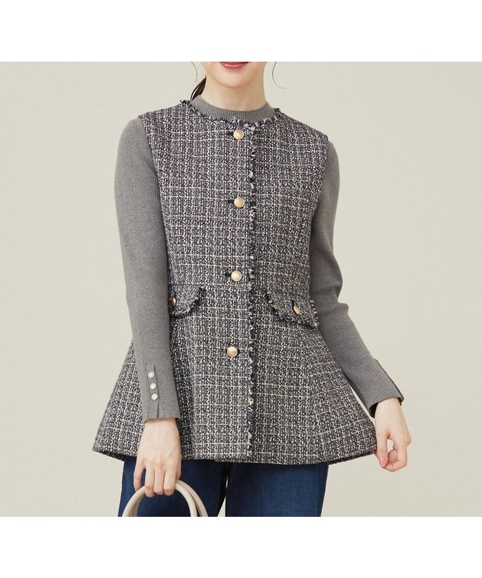 【エニィ スィス/any SiS】のファンシーツイードペプラム ジレ インテリア・キッズ・メンズ・レディースファッション・服の通販 founy(ファニー) https://founy.com/ ファッション Fashion レディースファッション Fashion for Women アウター Coat / Outerwear Collection レディースジャケット・軽アウター Jackets インナー Innerwear オケージョン Occasion Wear シンプル Simple, Minimal ジャケット Jacket, Outerwear ツイード Twill, Twill Weave デニム Denim, Jeans Material バランス Balance, Style Balance ペプラム Peplum, Flared Hem ボトム Bottoms, Lower Wear リブニット Rib Knit, Ribbed Knit リュクス Luxury, Elegant, High-End, Chic ロング Long, Long-Length A/W・秋冬 Autumn/Winter おすすめ Recommended / Our Picks エレガント 上品 Elegant 新作・新入荷 New Arrivals / New In |ID: prp329100004290326 ipo3291000000034725029