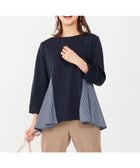 【エニィ スィス/any SiS】の【洗える】異素材コンビペプラム トップス ネイビー|ID: prp329100004290679 ipo3291000000033588702