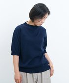 【ムーク/muuc】の〈高品質シルク&スーピマ超長綿〉〈洗えるニット〉半袖ボトルネックプルオーバー ネイビー|ID: prp329100004291926 ipo3291000000029779917