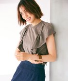 【アンフィーロ 自由区/UNFILO】の【吸水速乾/マシンウォッシャブル】フリルスリーブ Tシャツ ダークブラウン系|ID: prp329100004293145 ipo3291000000032542368