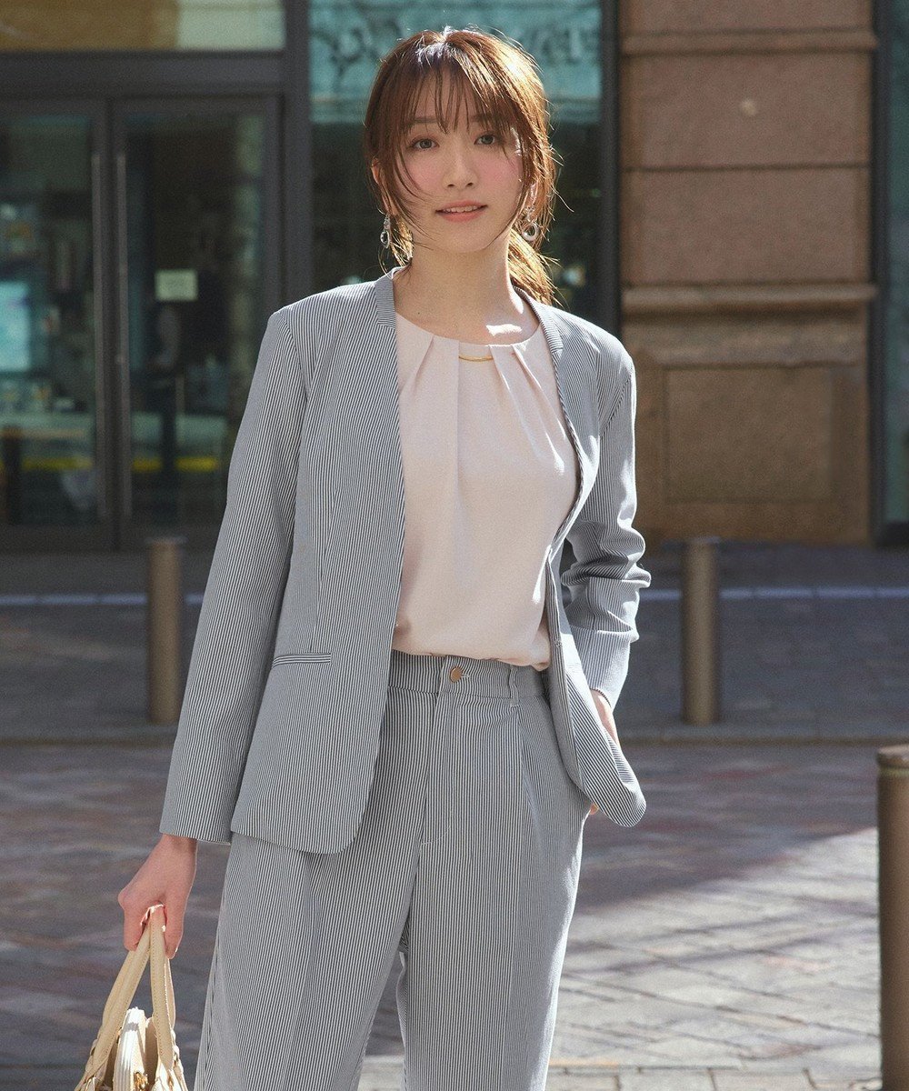 【エニィ スィス/any SiS】の【洗える】コードレーンストレッチ ジャケット 人気、トレンドファッション・服の通販 founy(ファニー) 　ファッション　Fashion　レディースファッション　WOMEN　アウター　Coat Outerwear　ジャケット　Jackets　ノーカラージャケット　No Collar Leather Jackets　ジャケット　Jacket　ストライプ　Stripe　ストレッチ　Stretch　人気　Popularity　再入荷　Restock/Back In Stock/Re Arrival　夏　Summer　春　Spring　S/S・春夏　Ss・Spring/Summer　洗える　Washable　ビジネス 仕事 通勤　Business　 other-1|ID: prp329100004294819 ipo3291000000029793535