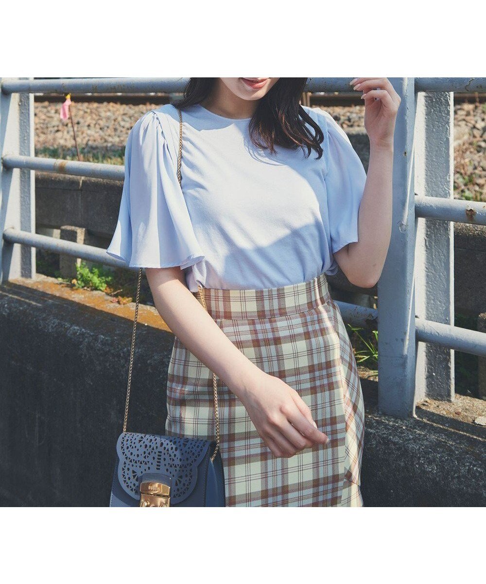 【フェルゥ/Feroux】の【UVケア】ジョーゼットフレアスリーブ Tシャツ インテリア・キッズ・メンズ・レディースファッション・服の通販 founy(ファニー) 　ファッション　Fashion　レディースファッション　WOMEN　トップス・カットソー　Tops/Tshirt　シャツ/ブラウス　Shirts/Blouses　ロング / Tシャツ　T-Shirts　カットソー　Cut and Sewn　おすすめ　Recommend　カットソー　Cut And Sew　フレア　Flare　夏　Summer　定番　Standard　春　Spring　S/S・春夏　Ss・Spring/Summer　ビジネス 仕事 通勤　Business　スカイブルー系|ID: prp329100004294835 ipo3291000000031991234