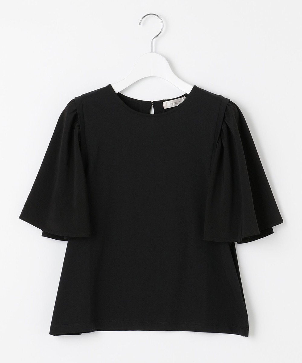 【フェルゥ/Feroux】の【UVケア】ジョーゼットフレアスリーブ Tシャツ インテリア・キッズ・メンズ・レディースファッション・服の通販 founy(ファニー) 　ファッション　Fashion　レディースファッション　WOMEN　トップス・カットソー　Tops/Tshirt　シャツ/ブラウス　Shirts/Blouses　ロング / Tシャツ　T-Shirts　カットソー　Cut and Sewn　おすすめ　Recommend　カットソー　Cut And Sew　フレア　Flare　夏　Summer　定番　Standard　春　Spring　S/S・春夏　Ss・Spring/Summer　ビジネス 仕事 通勤　Business　ブラック系|ID: prp329100004294835 ipo3291000000031991238