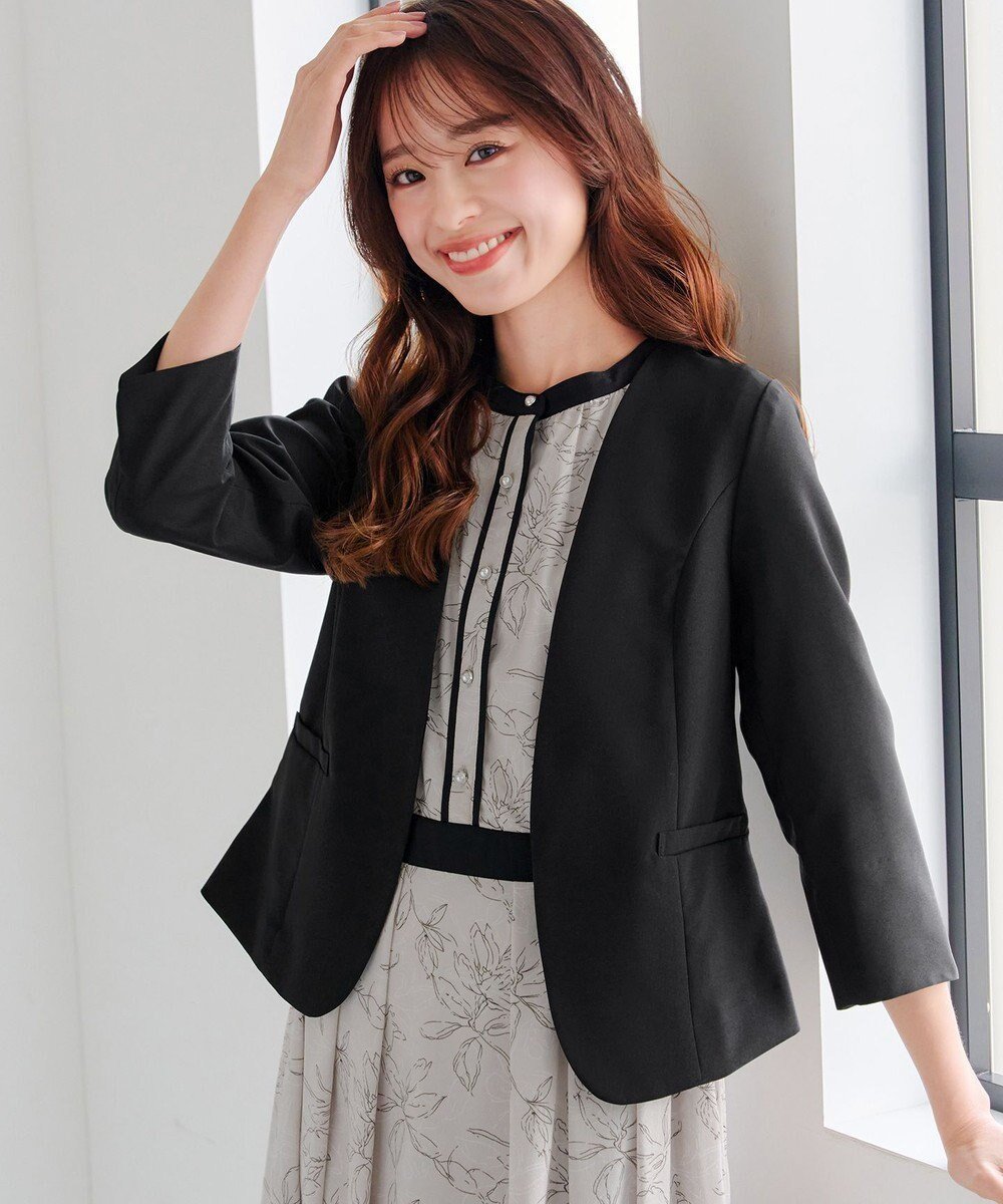 【ティアクラッセ/Tiaclasse】の【吸水速乾・接触冷感・UVケア・防シワ・洗える】カチオンカラーレスジャケット インテリア・キッズ・メンズ・レディースファッション・服の通販 founy(ファニー) ファッション Fashion レディースファッション Fashion for Women アウター Coat / Outerwear Collection レディースジャケット・軽アウター Jackets ノーカラージャケット / シンプル上品コーデ Collarless Jackets 春 Spring 洗える Machine Washable 吸水 Absorbent, Quick-Dry シャンブレー Chambray, Denim-Like Fabric シンプル Simple, Minimal ジャケット Jacket, Outerwear チュニック Tunic, Long Top ポケット Pocket, Pocket Detail S/S・春夏 SS, Spring/Summer, Warm Season 再入荷 Restock / Back in Stock 夏 Summer 新作・新入荷 New Arrivals / New In ビジネス 仕事 通勤 Business / Work / Commuting ブラック|ID: prp329100004295337 ipo3291000000036250490