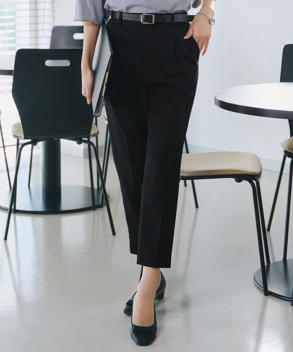 【ティアクラッセ/Tiaclasse】の【小倉優子さん着用・ダブルクロス・洗える】テーパードパンツ インテリア・キッズ・メンズ・レディースファッション・服の通販 founy(ファニー) 　ファッション　Fashion　レディースファッション　Fashion for Women　パンツ　Pants & Trousers　ウォッシャブル　Machine Washable　春　Spring　洗える　Machine Washable　秋　Autumn　シンプル　Simple, Minimal　ジャケット　Jacket, Outerwear　ストレッチ　Stretch, Stretchy Fabric　スラックス　Slacks, Dress Pants　セットアップ　Set-Up, Coordinated Outfit　センター　Center, Center Line　ダブル　Double, Double-Breasted　テーパード　Tapered, Tapered Pants　フォーマル　Formal, Dressy　ポケット　Pocket, Pocket Detail　無地　Plain, Solid Color　楽ちん　Easy Fit, Comfortable　冬　Winter / This Winter　A/W・秋冬　Autumn/Winter　S/S・春夏　SS, Spring/Summer, Warm Season　おすすめ　Recommended / Our Picks　夏　Summer　ビジネス 仕事 通勤　Business / Work / Commuting　ブラック|ID: prp329100004296636 ipo3291000000033542490