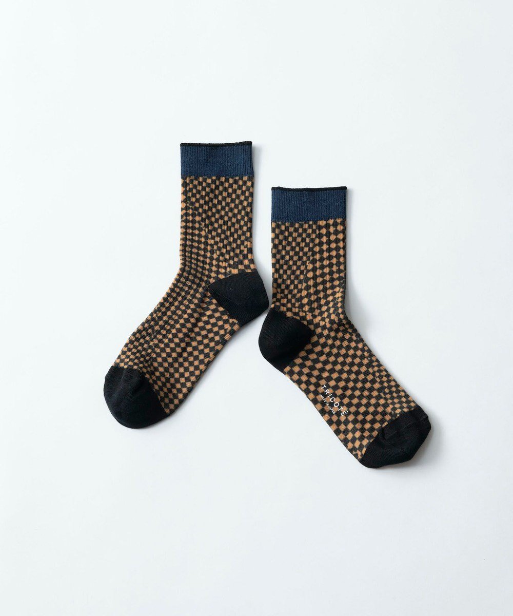 【トリコテ/Tricote】のCHACKERD LINK SOCKS/チェッカードリンクソックス インテリア・キッズ・メンズ・レディースファッション・服の通販 founy(ファニー) 　ファッション　Fashion　レディースファッション　WOMEN　ソックス　Socks　レッグウェア　Legwear　おすすめ　Recommend　ギフト プレゼント　Gift Present　ソックス　Socks　タンブラー　Tumbler　プリント　Print　85CAMEL|ID: prp329100004296912 ipo3291000000029802497