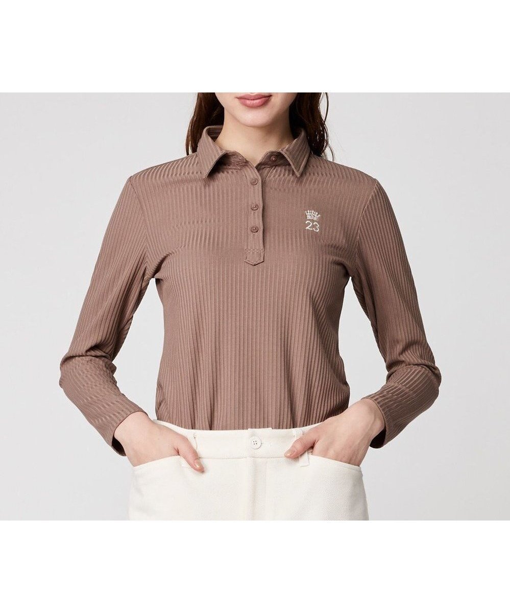 【23区 ゴルフ/NIJYUSANKU GOLF】の飽きずに使えるベーシックアイテム【WOMEN】】 リブポロシャツ インテリア・キッズ・メンズ・レディースファッション・服の通販 founy(ファニー) 　ファッション　Fashion　レディースファッション　WOMEN　トップス・カットソー　Tops/Tshirt　シャツ/ブラウス　Shirts/Blouses　ロング / Tシャツ　T-Shirts　ポロシャツ　Polo Shirts　カットソー　Cut and Sewn　インナー　Inner　エレガント 上品　Elegant　カットソー　Cut And Sew　ベーシック　Basic　ポロシャツ　Polo Shirt　モチーフ　Motif　ロング　Long　春　Spring　A/W・秋冬　Aw・Autumn/Winter・Fw・Fall-Winter　長袖　Long Sleeve　ベージュ系|ID: prp329100004297295 ipo3291000000029803912