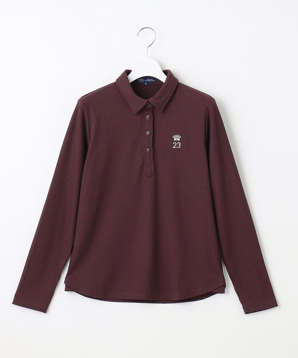 【23区 ゴルフ/NIJYUSANKU GOLF】の飽きずに使えるベーシックアイテム【WOMEN】】 リブポロシャツ インテリア・キッズ・メンズ・レディースファッション・服の通販 founy(ファニー) 　ファッション　Fashion　レディースファッション　WOMEN　トップス・カットソー　Tops/Tshirt　シャツ/ブラウス　Shirts/Blouses　ロング / Tシャツ　T-Shirts　ポロシャツ　Polo Shirts　カットソー　Cut and Sewn　インナー　Inner　エレガント 上品　Elegant　カットソー　Cut And Sew　ベーシック　Basic　ポロシャツ　Polo Shirt　モチーフ　Motif　ロング　Long　春　Spring　A/W・秋冬　Aw・Autumn/Winter・Fw・Fall-Winter　長袖　Long Sleeve　ダークブラウン系|ID: prp329100004297295 ipo3291000000029803913