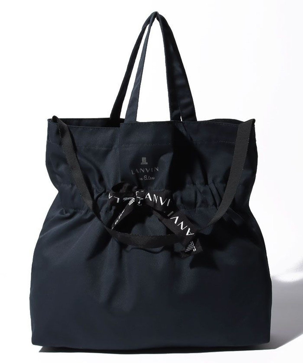 【ランバン オン ブルー/LANVIN en Bleu】のサリー エコバッグ インテリア・キッズ・メンズ・レディースファッション・服の通販 founy(ファニー) 　ファッション　Fashion　レディースファッション　WOMEN　バッグ　Bag　ショルダー　Shoulder　フォルム　Form　フロント　Front　プリント　Print　リボン　Ribbon　抗菌　Antibacterial　ネイビー|ID: prp329100004298744 ipo3291000000031876098