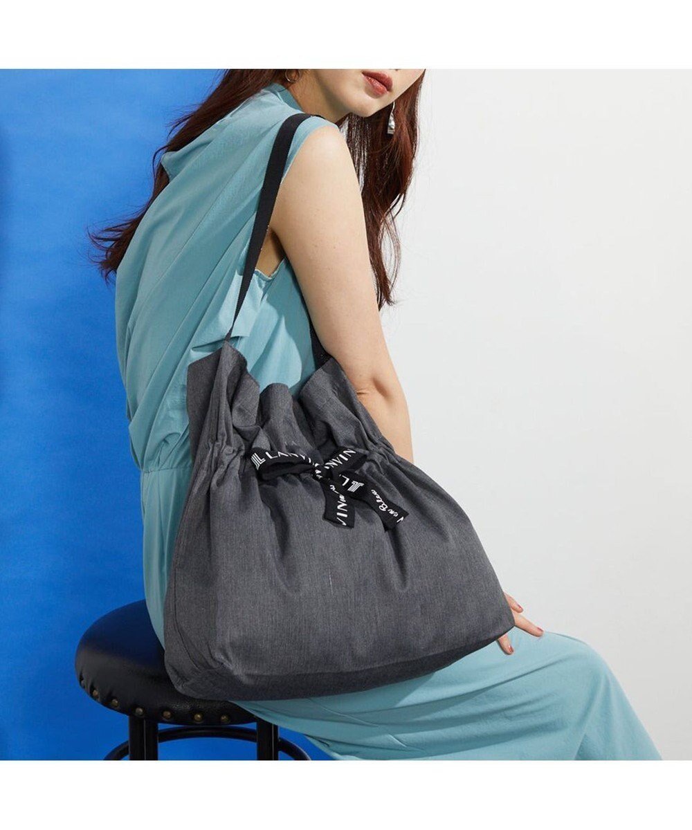 【ランバン オン ブルー/LANVIN en Bleu】のサリー エコバッグ インテリア・キッズ・メンズ・レディースファッション・服の通販 founy(ファニー) 　ファッション　Fashion　レディースファッション　Ladies' Fashion Online　バッグ　Bag　ショルダー　Shoulder　フォルム　Form　フロント　Front　プリント　Print　リボン　Ribbon　抗菌　Antibacterial　グレー|ID: prp329100004298744 ipo3291000000032601236