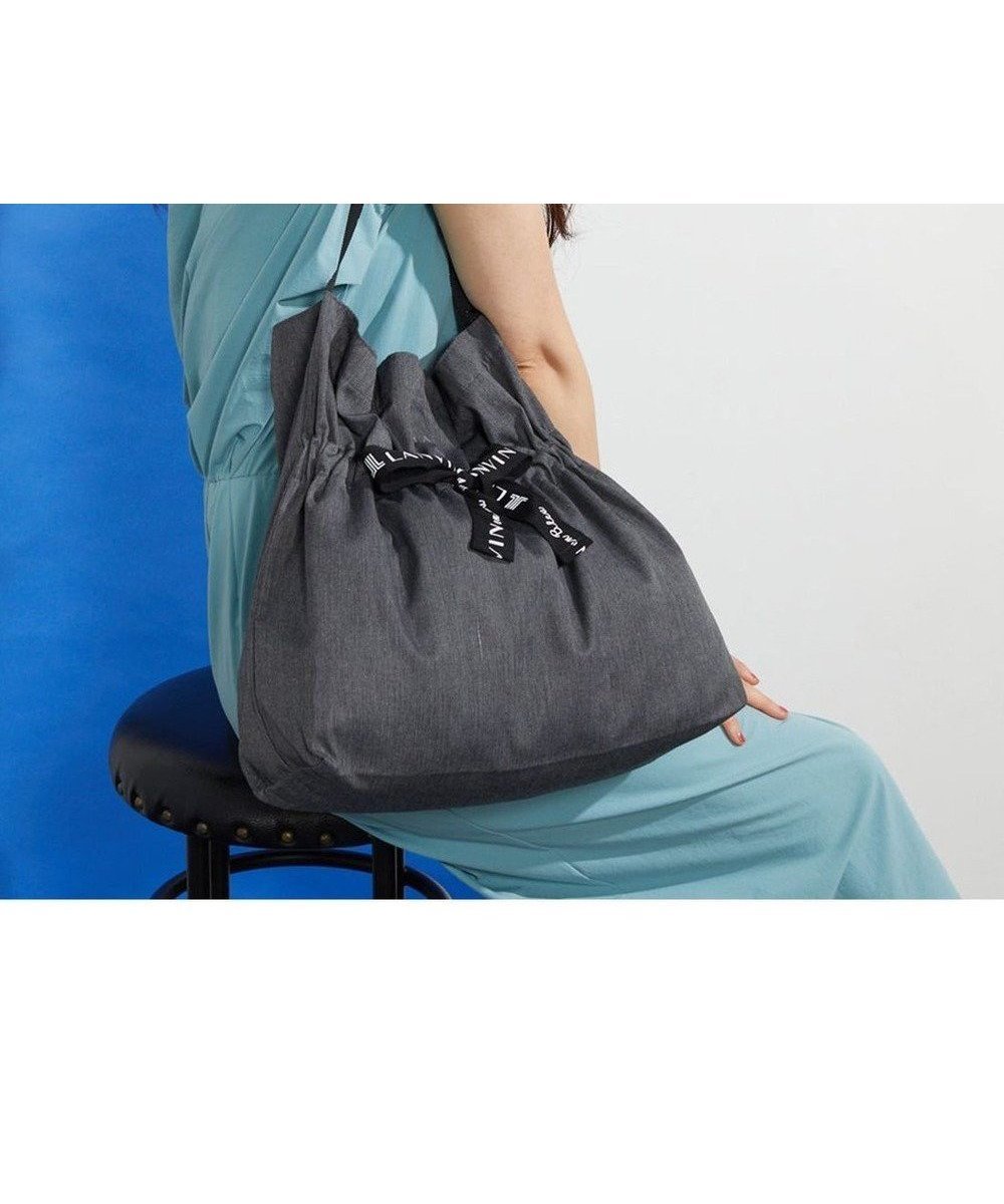 【ランバン オン ブルー/LANVIN en Bleu】のサリー エコバッグ インテリア・キッズ・メンズ・レディースファッション・服の通販 founy(ファニー) 　ファッション　Fashion　レディースファッション　Fashion for Women　バッグ　Bags　ショルダー　Shoulder, Shoulder Strap　フォルム　Silhouette, Form　フロント　Front, Front Design　プリント　Print, Printed Pattern　リボン　Ribbon, Bow　抗菌　Antibacterial, Bacteria-Resistant　グレー|ID: prp329100004298744 ipo3291000000034178324