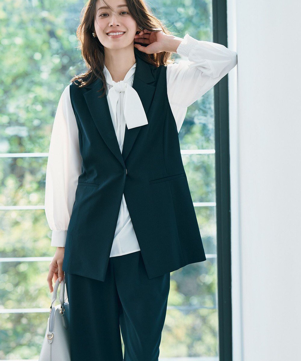 【エニィ スィス/any SiS】の【洗える】セレモニーダブルクロス ジレ 人気、トレンドファッション・服の通販 founy(ファニー) 　ファッション　Fashion　レディースファッション　Fashion for Women　アウター　Coat / Outerwear Collection　レディースジャケット・軽アウター　Jackets　オケージョン　Occasion Wear　春　Spring　洗える　Machine Washable　カットソー　Cut and Sewn Top　シンプル　Simple, Minimal　ジャケット　Jacket, Outerwear　ストレッチ　Stretch, Stretchy Fabric　ダブル　Double, Double-Breasted　定番　Standard, Basic Item　人気　Popular, Best Seller　フリル　Frill, Ruffle　フロント　Front, Front Design　ポケット　Pocket, Pocket Detail　ワイド　Wide, Wide Fit　S/S・春夏　SS, Spring/Summer, Warm Season　おすすめ　Recommended / Our Picks　夏　Summer　エレガント 上品　Elegant　セレモニー　Ceremony　新作・新入荷　New Arrivals / New In　ビジネス 仕事 通勤　Business / Work / Commuting　 other-1|ID: prp329100004300789 ipo3291000000032686368