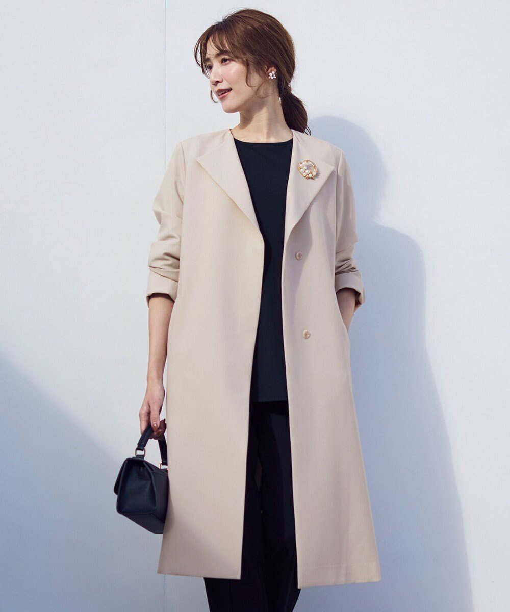 【エニィ スィス/any SiS】のノーカラーライト テロンチ 人気、トレンドファッション・服の通販 founy(ファニー) 　ファッション　Fashion　レディースファッション　Fashion for Women　アウター　Coat / Outerwear Collection　コート・ロングコート・ピーコート　Long Coats, Peacoats & More　レディースジャケット・軽アウター　Jackets　春　Spring　ジャケット　Jacket, Outerwear　ストレッチ　Stretch, Stretchy Fabric　ドレープ　Drape, Draping Fabric　バランス　Balance, Style Balance　パイピング　Piping, Trim Design　フェミニン　Feminine, Girly　フロント　Front, Front Design　ボトム　Bottoms, Lower Wear　ポケット　Pocket, Pocket Detail　ロング　Long, Long-Length　S/S・春夏　SS, Spring/Summer, Warm Season　夏　Summer　エレガント 上品　Elegant　ビジネス 仕事 通勤　Business / Work / Commuting　 other-1|ID: prp329100004300837 ipo3291000000033477514