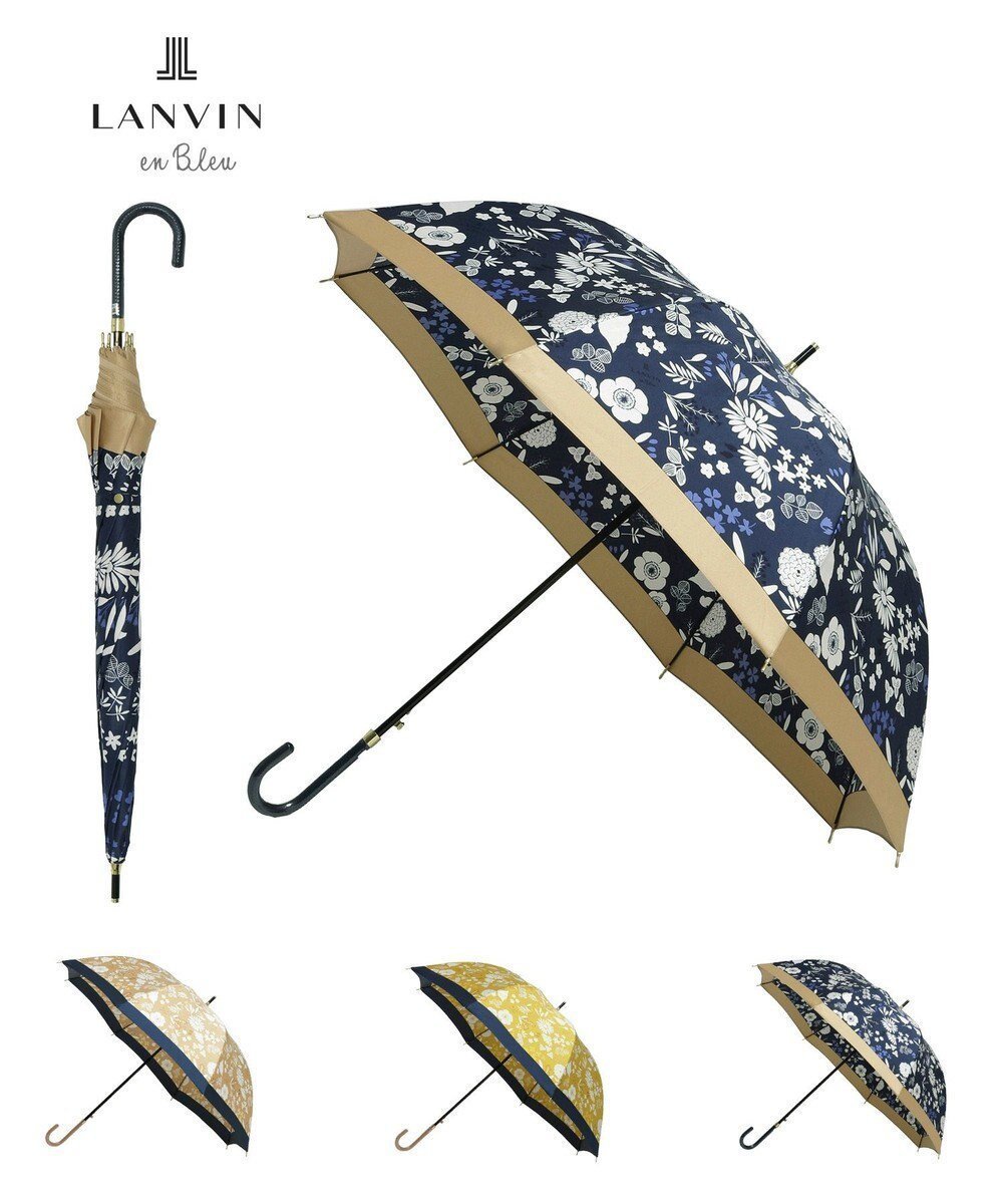 【ムーンバット/MOONBAT】のLANVIN en Bleu 長傘 バイカラーデイジー サテンプリント ジャンプ 耐風 インテリア・キッズ・メンズ・レディースファッション・服の通販 founy(ファニー) 　ファッション　Fashion　レディースファッション　WOMEN　傘 / レイングッズ　Umbrellas/Rainwear　エレガント 上品　Elegant　傘　Umbrella　サテン　Satin　プリント　Print　ミックス　Mix　ネイビーブルー|ID: prp329100004301334 ipo3291000000029818792