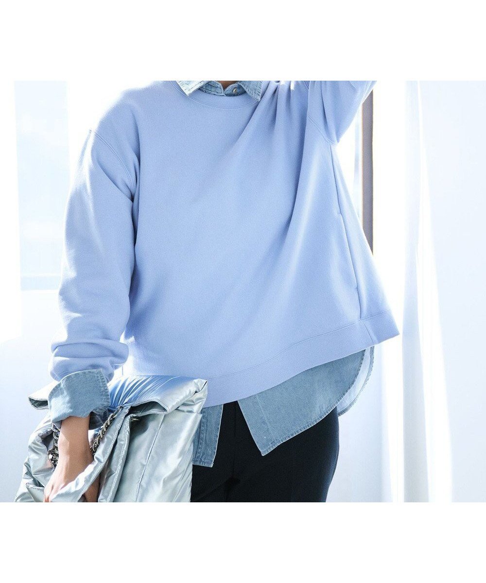 【23区/NIJYUSANKU】の【WEB 一部店舗限定カラーあり/Oggi2月号掲載】カラー スウェット インテリア・キッズ・メンズ・レディースファッション・服の通販 founy(ファニー) 　雑誌掲載アイテム　Magazine Picks & Fashion Features　ファッション雑誌　Fashion Magazines　オッジ　Oggi　ファッション　Fashion　レディースファッション　Fashion for Women　トップス・カットソー　Cut & Sew Tops　シャツ・ブラウス・オフィスカジュアル　Elegant Blouses & Button-Ups　レディースパーカー・カジュアルフーディー　Casual Hoodies & Sweatshirts　ロングTシャツ・Tシャツ　Longline T-Shirts & Tees　スウェット・クルーネックトップス　Sweatshirts & Crewnecks / Relaxed Fit Sweat Tops　カットソー・ベーシックTシャツ　Cut-and-Sewn Tops / Stretch Tees & Basics　春　Spring　カットソー　Cut and Sewn Top　コイン　Coin, Coin Design　スウェット / スエット　Sweatshirt, Sweatwear　ストーン　Stone, Gem-Like　雑誌　Magazine, Fashion Magazine　ターコイズ　Turquoise, Blue-Green　ダイヤモンド　Diamond, Brilliant Cut　デニム　Denim, Jeans Material　定番　Standard, Basic Item　2月号　February Issue, Feb. Edition　ネックレス　Necklace, Pendant Necklace　人気　Popular, Best Seller　バランス　Balance, Style Balance　パール　Pearl, Pearl Accent　フィット　Fit, Slim Fit　フェミニン　Feminine, Girly　プレート　Plate, Dish　ポケット　Pocket, Pocket Detail　アクアマリン|ID: prp329100004306788 ipo3291000000033400075