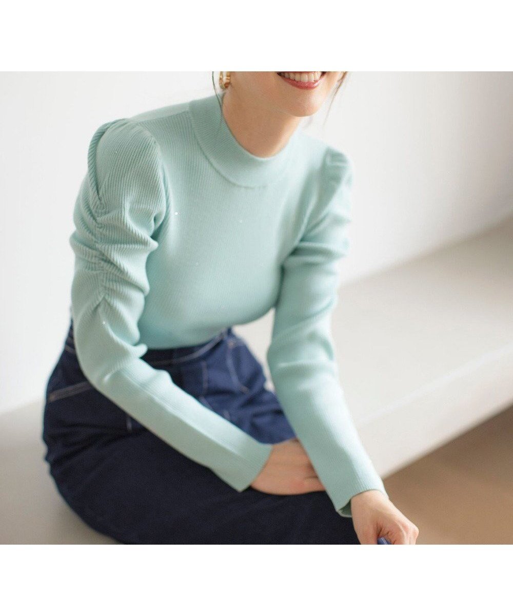 【エニィ スィス/any SiS】の【洗える】ビジュー プルオーバー インテリア・キッズ・メンズ・レディースファッション・服の通販 founy(ファニー) 　ファッション　Fashion　レディースファッション　Fashion for Women　トップス・カットソー　Cut & Sew Tops　ニット　Knit Tops & Sweaters　カジュアルプルオーバー・ニットトップス　Pullovers & Knit Tops / Casual Pullovers　インナー　Innerwear　ギャザー　Gathered, Ruffled　ストレッチ　Stretch, Stretchy Fabric　ストーン　Stone, Gem-Like　セーター　Sweater, Knitwear　ドット　Polka Dot, Dot Pattern　ビジュー　Bijou, Jewel-like Accent　フェミニン　Feminine, Girly　リブニット　Rib Knit, Ribbed Knit　エレガント 上品　Elegant　夏　Summer　新作・新入荷　New Arrivals / New In　春　Spring　S/S・春夏　SS, Spring/Summer, Warm Season　洗える　Machine Washable　ミント|ID: prp329100004307088 ipo3291000000034296351