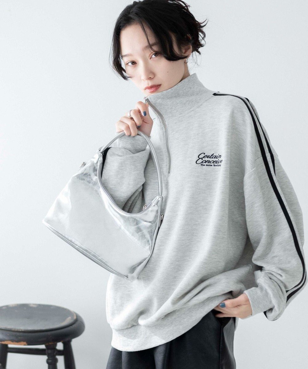 【ウィゴー/WEGO】のラインハーフジップBIGスウェット インテリア・キッズ・メンズ・レディースファッション・服の通販 founy(ファニー) 　ファッション　Fashion　レディースファッション　WOMEN　トップス・カットソー　Tops/Tshirt　パーカ　Sweats　スウェット　Sweat　春　Spring　ショート　Short　スウェット　Sweat　スマホ　Smartphone　デニム　Denim　長袖　Long Sleeve　ハーフ　Half　ロング　Long　再入荷　Restock/Back In Stock/Re Arrival　S/S・春夏　Ss・Spring/Summer　プチプライス・低価格　Affordable　おすすめ　Recommend　夏　Summer　杢グレー|ID: prp329100004309954 ipo3291000000029886432