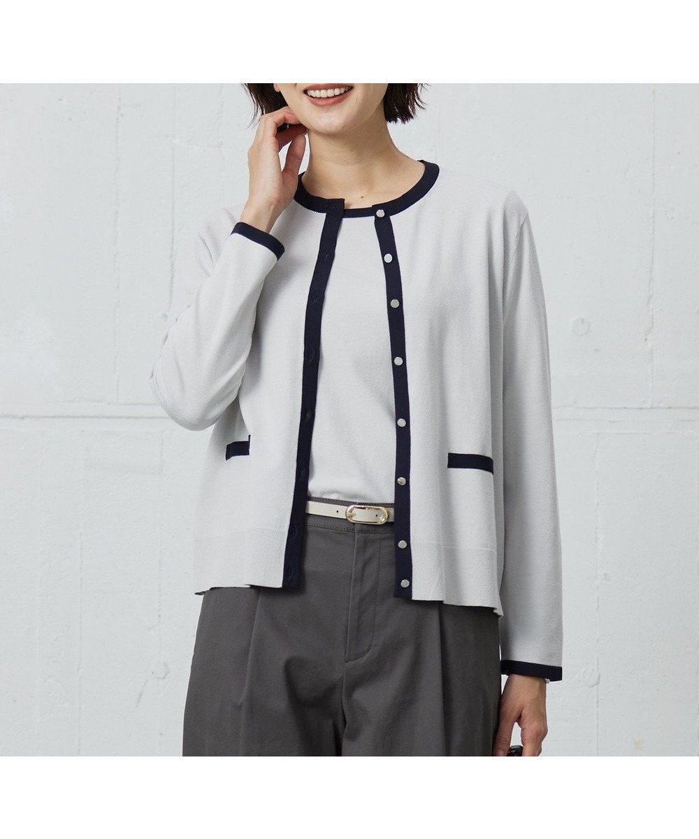 【ジェイ プレス/J.PRESS】の【洗える・ニットセット】TRIM TWIN ニット インテリア・キッズ・メンズ・レディースファッション・服の通販 founy(ファニー) ファッション Fashion レディースファッション Fashion for Women トップス・カットソー Cut & Sew Tops ニット Knit Tops & Sweaters アンサンブルニット Knit Ensembles & Twin Sets なめらか Smooth, Silky Texture アンサンブル Ensemble Set インナー Innerwear カーディガン Cardigan, Knitwear クラシカル Classical, Vintage-Inspired ストレッチ Stretch, Stretchy Fabric メタル Metal, Metal Parts エレガント 上品 Elegant 夏 Summer 春 Spring S/S・春夏 SS, Spring/Summer, Warm Season 洗える Machine Washable 秋 Autumn ライトグレー×ネイビー系|ID: prp329100004311682 ipo3291000000034296330