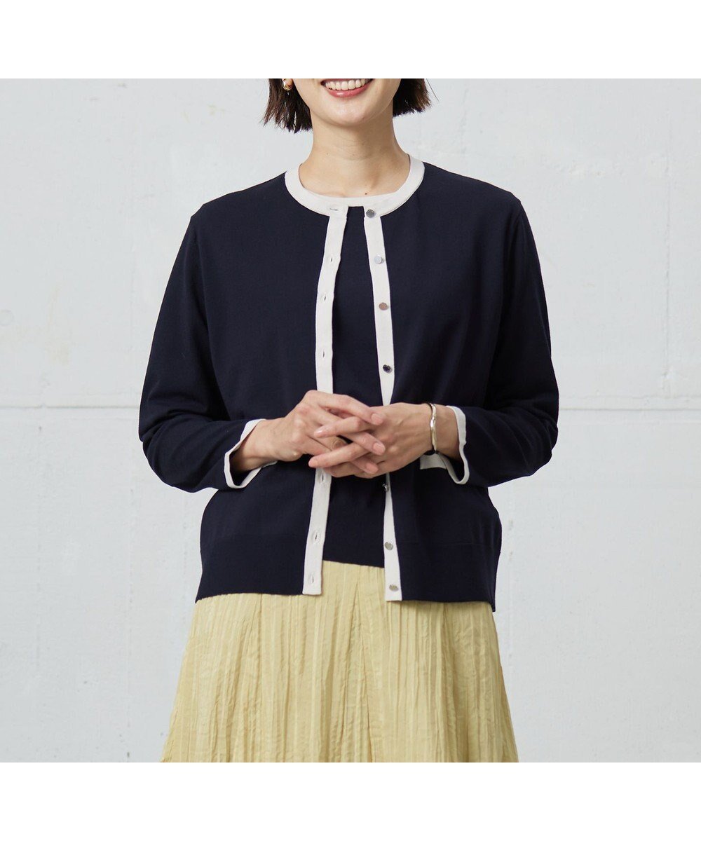 【ジェイ プレス/J.PRESS】の【洗える・ニットセット】TRIM TWIN ニット インテリア・キッズ・メンズ・レディースファッション・服の通販 founy(ファニー) ファッション Fashion レディースファッション Fashion for Women トップス・カットソー Cut & Sew Tops ニット Knit Tops & Sweaters アンサンブルニット Knit Ensembles & Twin Sets なめらか Smooth, Silky Texture アンサンブル Ensemble Set インナー Innerwear カーディガン Cardigan, Knitwear クラシカル Classical, Vintage-Inspired ストレッチ Stretch, Stretchy Fabric メタル Metal, Metal Parts エレガント 上品 Elegant 夏 Summer 春 Spring S/S・春夏 SS, Spring/Summer, Warm Season 洗える Machine Washable 秋 Autumn ネイビー×ベージュ系|ID: prp329100004311682 ipo3291000000034296332