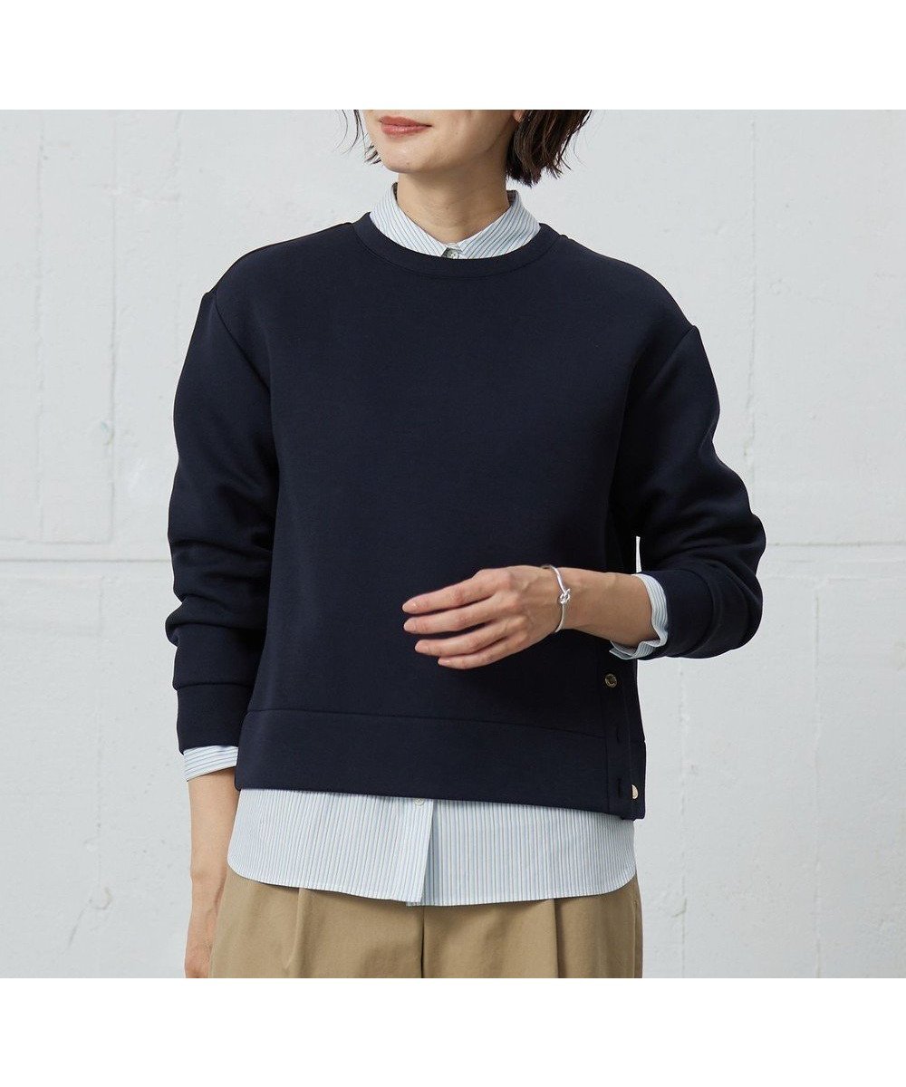 【ジェイ プレス/J.PRESS】のダンボールジャージー カットソー インテリア・キッズ・メンズ・レディースファッション・服の通販 founy(ファニー) 　ファッション　Fashion　レディースファッション　Fashion for Women　トップス・カットソー　Cut & Sew Tops　シャツ・ブラウス・オフィスカジュアル　Elegant Blouses & Button-Ups　ロングTシャツ・Tシャツ　Longline T-Shirts & Tees　カットソー・ベーシックTシャツ　Cut-and-Sewn Tops / Stretch Tees & Basics　カットソー　Cut and Sewn Top　コンパクト　Compact, Small Size　シンプル　Simple, Minimal　メタル　Metal, Metal Parts　夏　Summer　春　Spring　S/S・春夏　SS, Spring/Summer, Warm Season　ネイビー系|ID: prp329100004311685 ipo3291000000033591463