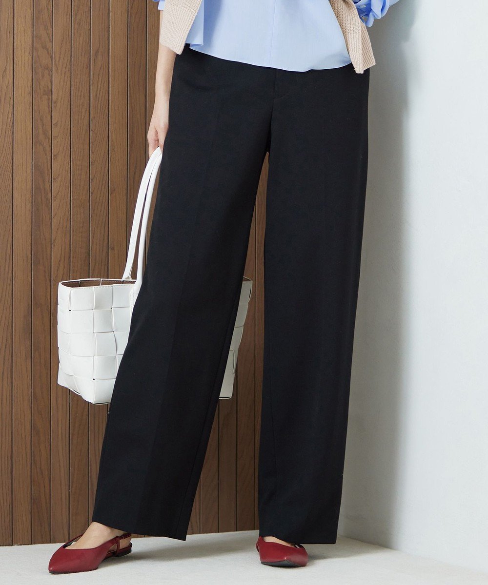 【自由区/JIYU-KU】の【洗える】ライトフィールジャージーワイドストレート パンツ インテリア・キッズ・メンズ・レディースファッション・服の通販 founy(ファニー) 　ファッション　Fashion　レディースファッション　Fashion for Women　パンツ　Pants & Trousers　コンパクト　Compact, Small Size　ストレッチ　Stretch, Stretchy Fabric　ストレート　Straight, Straight Cut　バランス　Balance, Style Balance　ワイド　Wide, Wide Fit　夏　Summer　春　Spring　S/S・春夏　SS, Spring/Summer, Warm Season　洗える　Machine Washable　ブラック|ID: prp329100004313462 ipo3291000000033617512