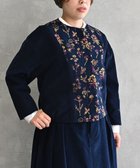 【ムーク/muuc】の〈遠州織物の工場で織られたコットンコーデュロイ生地〉花刺繍ノーカラージャケット(セットアップ可能) ネイビー|ID: prp329100004313507 ipo3291000000030010616