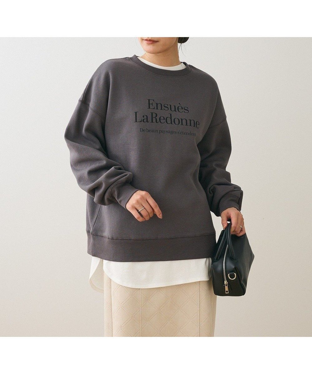 【グリーンパークス/Green Parks】の裏起毛アソートロゴプルオーバー インテリア・キッズ・メンズ・レディースファッション・服の通販 founy(ファニー) 　ファッション　Fashion　レディースファッション　Fashion for Women　トップス・カットソー　Cut & Sew Tops　レディースパーカー・カジュアルフーディー　Casual Hoodies & Sweatshirts　カジュアルプルオーバー・ニットトップス　Pullovers & Knit Tops / Casual Pullovers　スウェット・クルーネックトップス　Sweatshirts & Crewnecks / Relaxed Fit Sweat Tops　シンプル　Simple, Minimal　スウェット / スエット　Sweatshirt, Sweatwear　プリント　Print, Printed Pattern　ポケット　Pocket, Pocket Detail　A/W・秋冬　Autumn/Winter　Charcoal Gray|ID: prp329100004319239 ipo3291000000032503252
