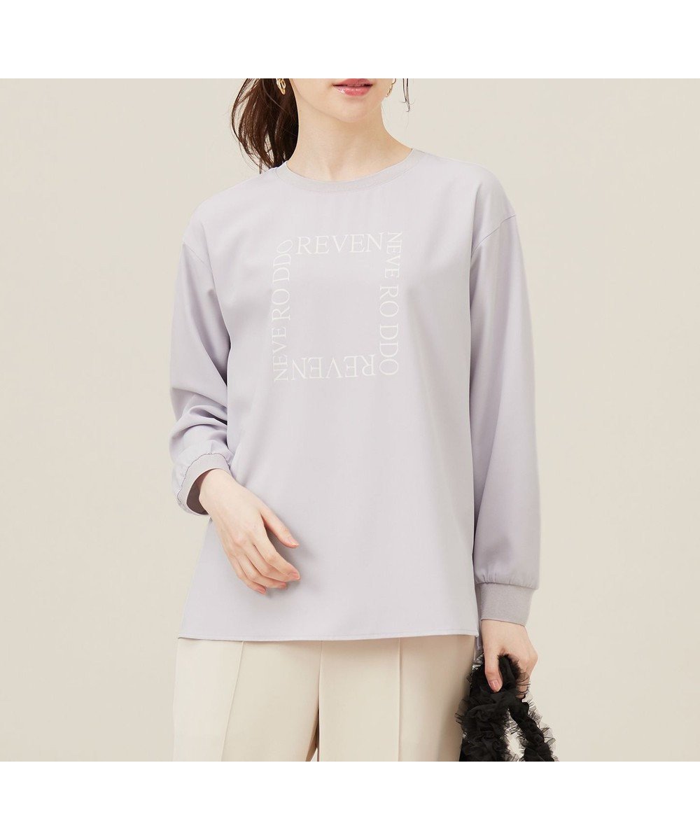 【エニィ スィス/any SiS】の【洗える】2wayストレッチジョーゼットロゴ ロンT インテリア・キッズ・メンズ・レディースファッション・服の通販 founy(ファニー) 　ファッション　Fashion　レディースファッション　Fashion for Women　トップス・カットソー　Cut & Sew Tops　シャツ・ブラウス・オフィスカジュアル　Elegant Blouses & Button-Ups　ロングTシャツ・Tシャツ　Longline T-Shirts & Tees　カットソー・ベーシックTシャツ　Cut-and-Sewn Tops / Stretch Tees & Basics　カットソー　Cut and Sewn Top　ジョーゼット　Georgette, Semi-Sheer Fabric　ストレッチ　Stretch, Stretchy Fabric　プリント　Print, Printed Pattern　人気　Popular, Best Seller　夏　Summer　新作・新入荷　New Arrivals / New In　春　Spring　S/S・春夏　SS, Spring/Summer, Warm Season　洗える　Machine Washable　ラベンダー×スクエア|ID: prp329100004320471 ipo3291000000034484547